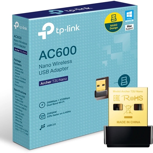 TPLINK ARCHER T2NANO 600MBPS WIRELESS USB ADAPTOR