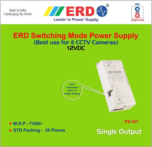ERD PS35T 12V 5AMPS CCTV SWITCHING MODE POWER SUPPLY